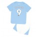 Manchester City Erling Haaland #9 Babykleding Thuisshirt Kinderen 2023-24 Korte Mouwen (+ korte broeken)